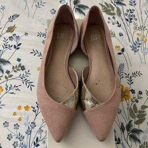 BP Blush Faux Suede w/ Gold Detailing Flats - Size 5.5